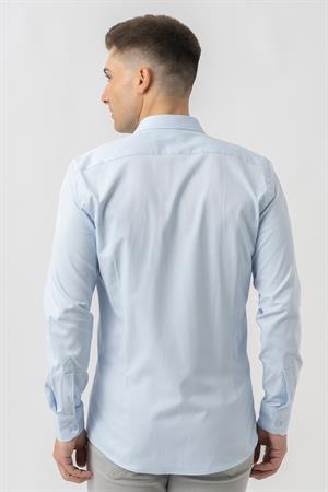 White Stone Aarberg G2424 Regular Fit Pamuklu Likralı Gömlek Buz Mavisi