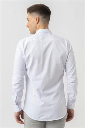 White Stone Aarberg G2424 Regular Fit Pamuklu Likralı Gömlek Beyaz