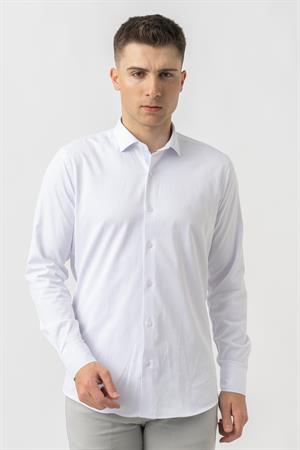 White Stone Aarberg G2424 Regular Fit Pamuklu Likralı Gömlek Beyaz