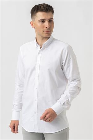 White Stone Aarburg g45044 Pamuklu Regular Fit Oxford Gömlek Beyaz