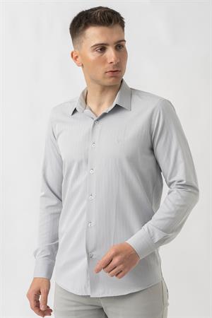White Stone Adliswil G9501 Regular Fit Armürlü Pamuklu Gömlek Gri