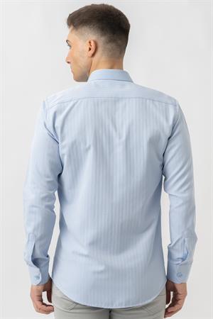 White Stone Adliswil G9501 Regular Fit Armürlü Pamuklu Gömlek Mavi