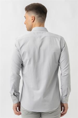 White Stone Adliswil G9501 Regular Fit Armürlü Pamuklu Gömlek Gri
