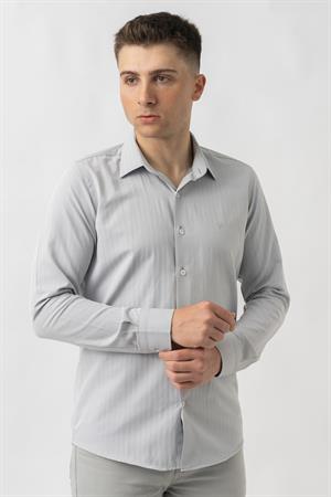 White Stone Adliswil G9501 Regular Fit Armürlü Pamuklu Gömlek Gri