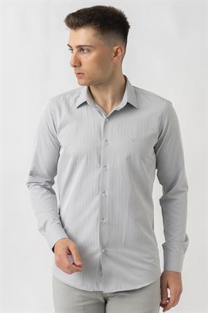 White Stone Adliswil G9501 Regular Fit Armürlü Pamuklu Gömlek Gri