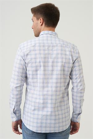 White Stone Bathurst Regular Fit G2001 Pamuklu Keten Gömlek Mavi