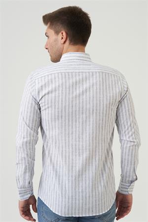 White Stone Bathurst Regular Fit G2001 Pamuklu Keten Gömlek Siyah