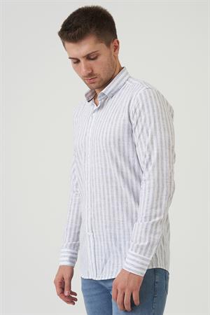 White Stone Bathurst Regular Fit G2001 Pamuklu Keten Gömlek Siyah