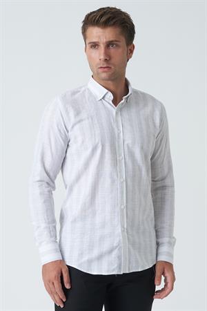 White Stone Armagh Slim Fit G2002 Pamuklu Keten Gömlek Mint