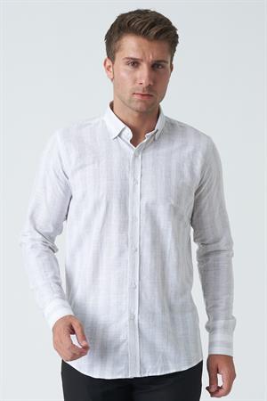 White Stone Armagh Slim Fit G2002 Pamuklu Keten Gömlek Mint
