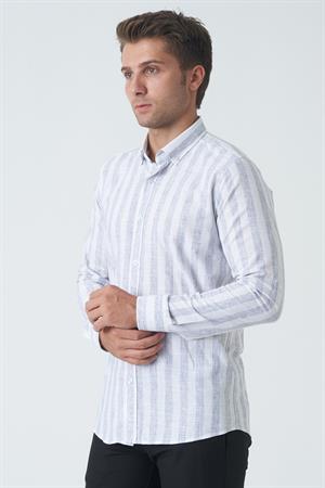 White Stone Armagh Slim Fit G2002 Pamuklu Keten GömlekSiyah