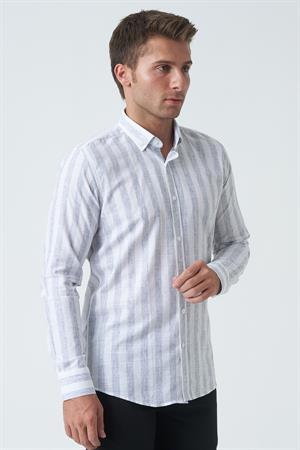 White Stone Armagh Slim Fit G2002 Pamuklu Keten GömlekSiyah