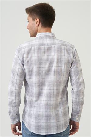 White Stone Broken Hill Regular Fit  G2003 Pamuklu Keten Gömlek  Kahve