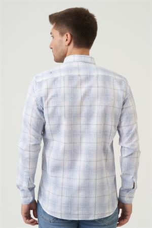 White Stone Broken Hill Regular Fit  G2003 Pamuklu Keten Gömlek Mavi