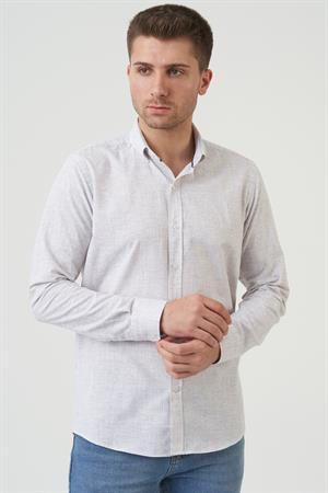 White Stone Coffs Harbour Regular Fit G2005 Pamuklu Keten Gömlek Kahve