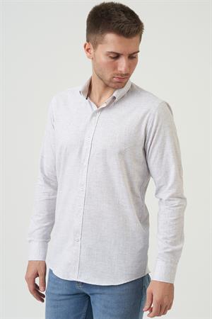 White Stone Coffs Harbour Regular Fit G2005 Pamuklu Keten Gömlek Kahve