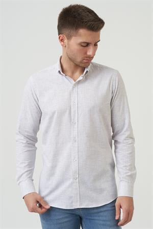 White Stone Coffs Harbour Regular Fit G2005 Pamuklu Keten Gömlek Kahve