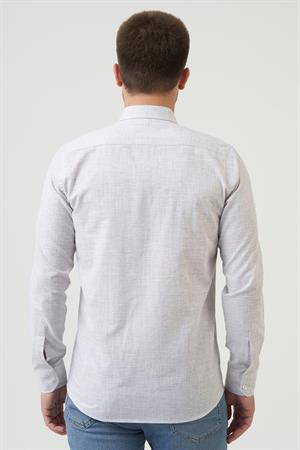 White Stone Dubbo Regular Fit G2006 Pamuklu Keten Gömlek Kahve