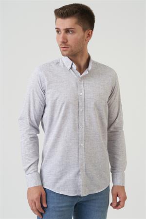 White Stone Gosford Regular Fit G2007 Pamuklu Keten Gömlek Mavi