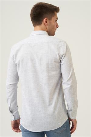White Stone Gosford Regular Fit G2007 Pamuklu Keten Gömlek Siyah