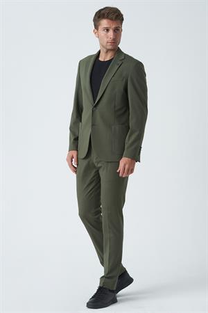 Haki Slim Fit Ceketli Jogger Pantolonlu Spor Kullanım Smart Street Takım Elbise