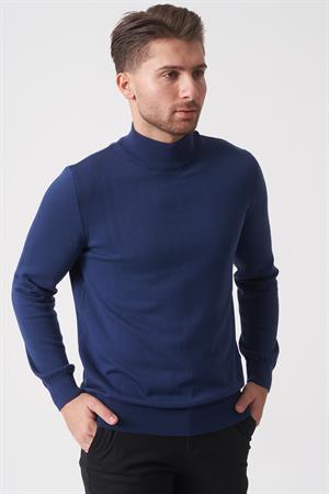 White Stone Salvador 1010 Basic Slim Fit Pamuklu Yarım Balıkçı Triko A.Lacivert
