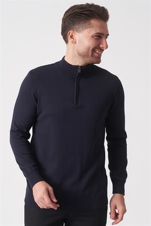 White Stone Brasília 1030 Slim Fit Basic Yarım Fermuarlı Triko Laci