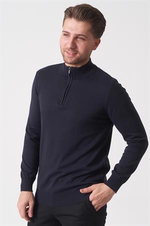 White Stone Brasília 1030 Slim Fit Basic Yarım Fermuarlı Triko Laci