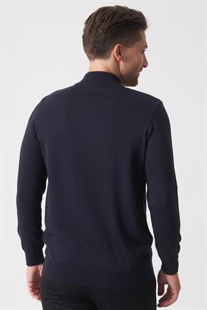 White Stone Brasília 1030 Slim Fit Basic Yarım Fermuarlı Triko Laci