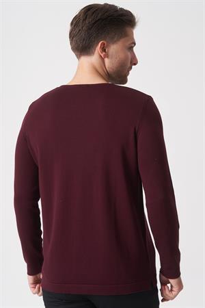 White Stone Belo Horizonte 1111 Slim Fit Basic Torba SosisYaka Triko Bordo
