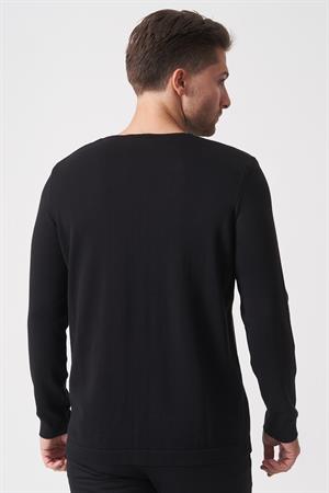 White Stone Belo Horizonte 1111 Slim Fit Basic Torba SosisYaka Triko Siyah