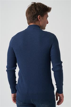 White Stone Águeda 1284 Slim Fit Yarım Balıkçı Triko İndigo