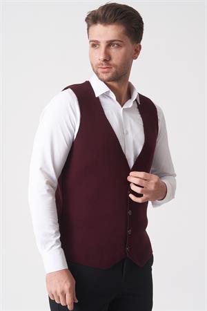 White Stone Campinas 202438 Slim Fit Pamuklu Yelek Triko Bordo