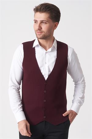 White Stone Campinas 202438 Slim Fit Pamuklu Yelek Triko Bordo