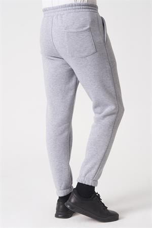 Gri Slim Kalıp Üç Cepli Lastik Kesim Paçalı Esnek Pamuklu Eşofman Altı