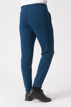 Mavi Slim Kalıp Üç Cepli Lastik Kesim Paçalı Esnek Pamuklu Eşofman Altı