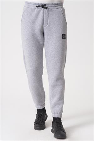 Gri Slim Kalıp Üç Cepli Lastik Kesim Paçalı Esnek Pamuklu Eşofman Altı