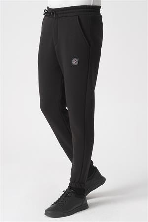 Siyah Slim Kalıp Üç Cepli Lastik Kesim Paçalı Esnek Pamuklu Eşofman Altı