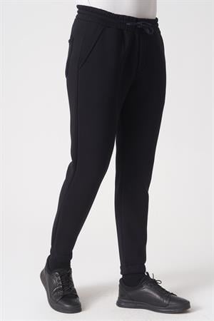 Lacivert Slim Kalıp Üç Cepli Lastik Kesim Paçalı Esnek Pamuklu Eşofman Altı