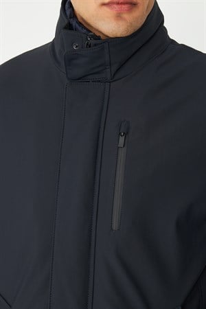 Lacivert Kapitone İç Yelekli Şişme Detaylı Mont