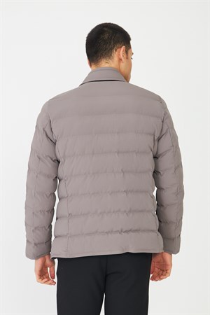 Gri Kapitone Çıkarılabilir Yelekli Şişme Mont