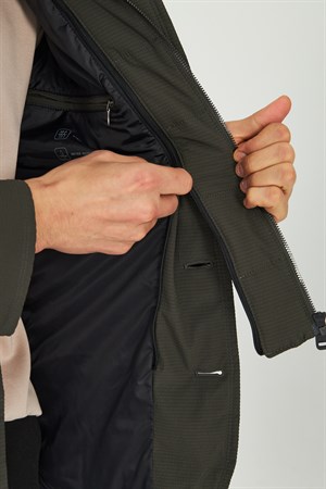 Haki Kapitone Çıkarılabilir Yelekli Şişme Mont