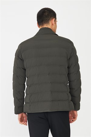 Haki Kapitone Çıkarılabilir Yelekli Şişme Mont