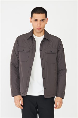 Kahverengi Çıtçıt Düğmeli Gömlek Mont