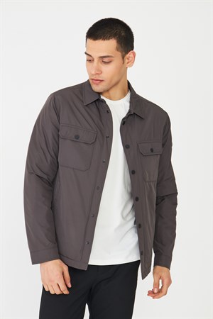 Kahverengi Çıtçıt Düğmeli Gömlek Mont