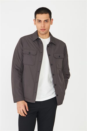 Kahverengi Çıtçıt Düğmeli Gömlek Mont