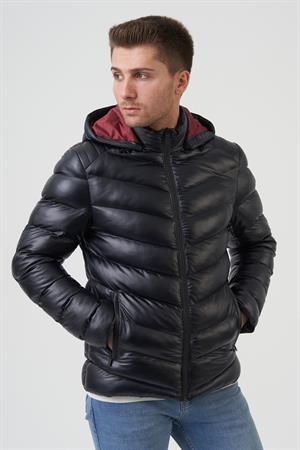 White Stone San Diego Slim Fit Kapüşonlu Kaban  Siyah