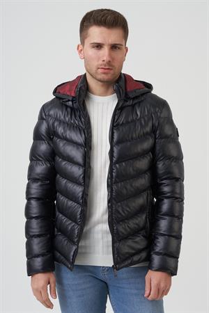 White Stone San Diego Slim Fit Kapüşonlu Kaban  Siyah