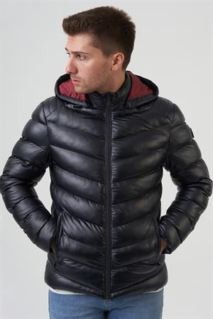 White Stone San Diego Slim Fit Kapüşonlu Kaban  Siyah