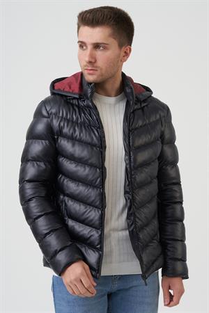 White Stone San Diego Slim Fit Kapüşonlu Kaban  Siyah